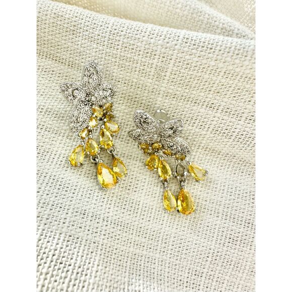 Gorgeous yellow canary cubic zirconia statement dangle earrings ￼ - Picture 1 of 7